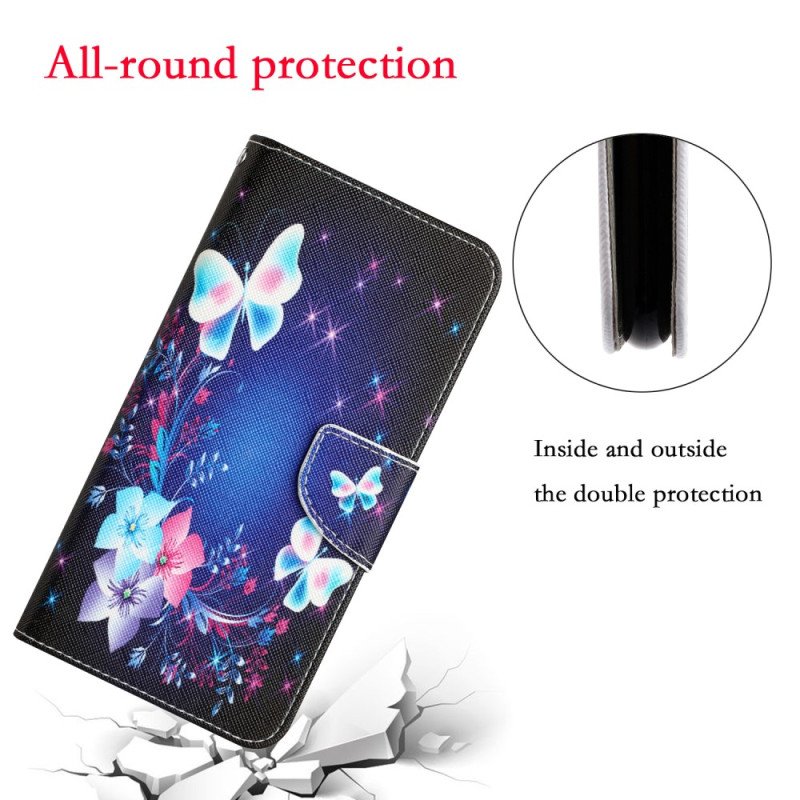 Folio-fodral Samsung Galaxy A34 5G Med Kedjar Fairy Butterflies With Lanyard