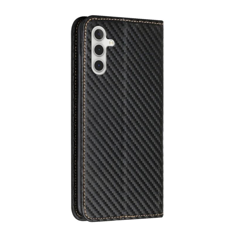 Folio-fodral Samsung Galaxy A34 5G Med Kedjar Läderfodral Strappy Carbon Fiber Style