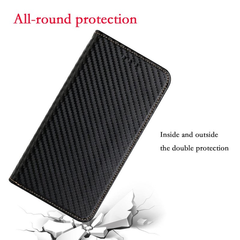 Folio-fodral Samsung Galaxy A34 5G Med Kedjar Läderfodral Strappy Carbon Fiber Style