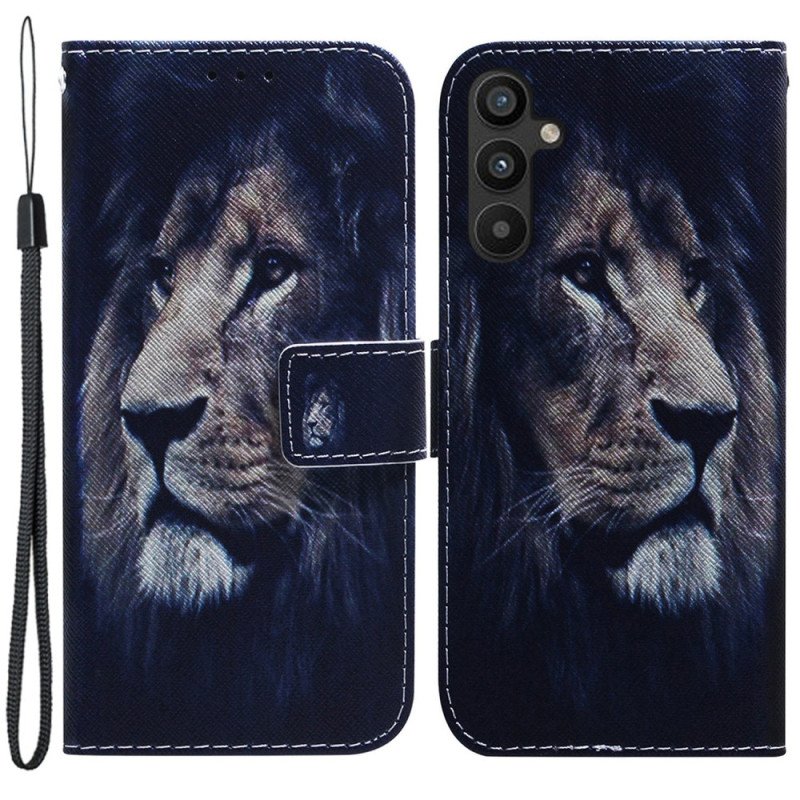 Folio-fodral Samsung Galaxy A34 5G Med Kedjar Lanyard Lion