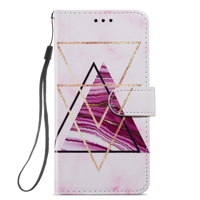 Folio-fodral Samsung Galaxy A34 5G Med Kedjar Strappy Marble Style