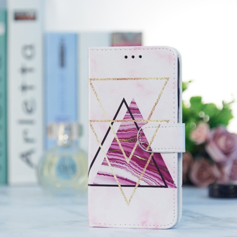 Folio-fodral Samsung Galaxy A34 5G Med Kedjar Strappy Marble Style