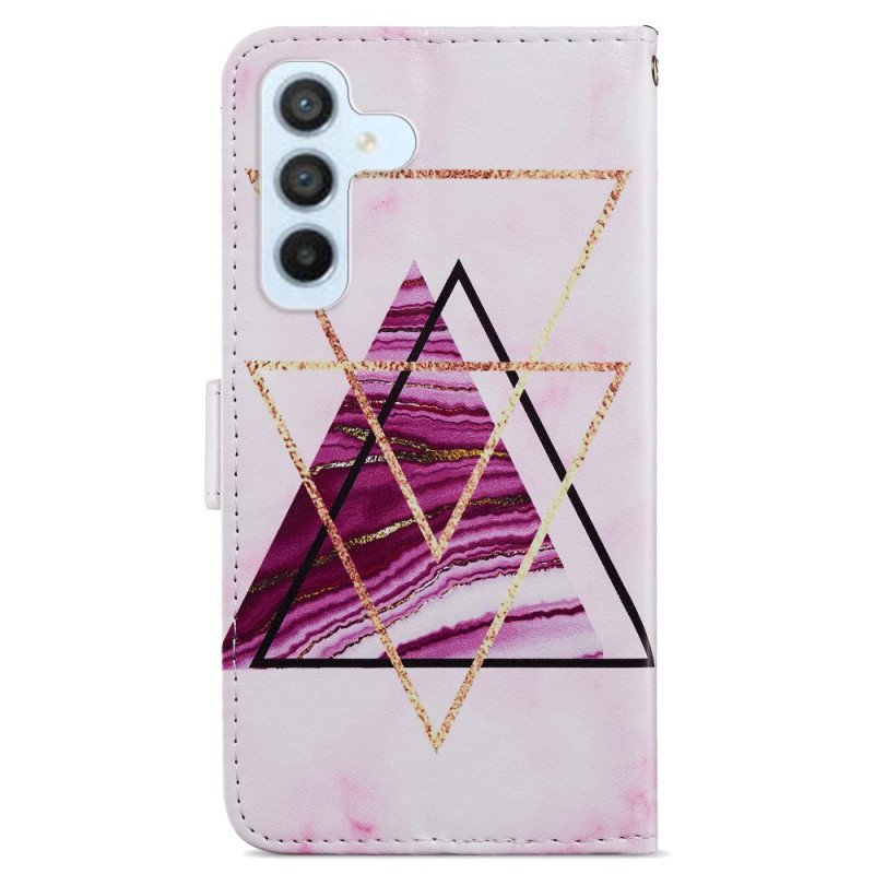 Folio-fodral Samsung Galaxy A34 5G Med Kedjar Strappy Marble Style