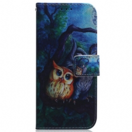 Folio-fodral Samsung Galaxy A34 5G Med Kedjar Strappy Owls Målning