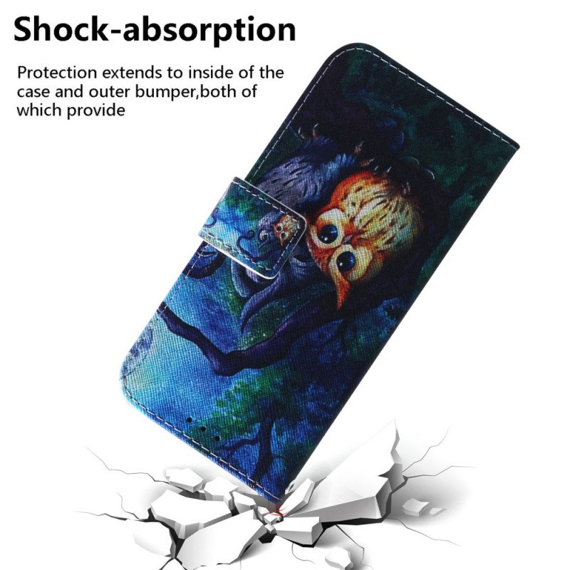 Folio-fodral Samsung Galaxy A34 5G Med Kedjar Strappy Owls Målning