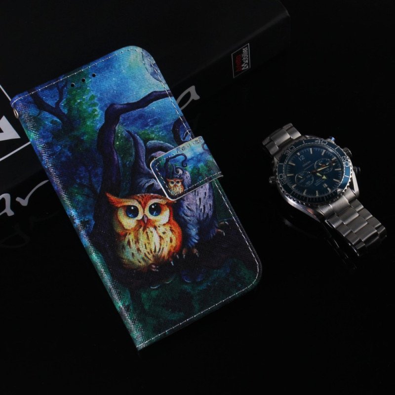 Folio-fodral Samsung Galaxy A34 5G Med Kedjar Strappy Owls Målning