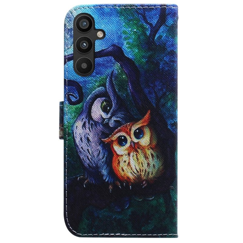 Folio-fodral Samsung Galaxy A34 5G Med Kedjar Strappy Owls Målning