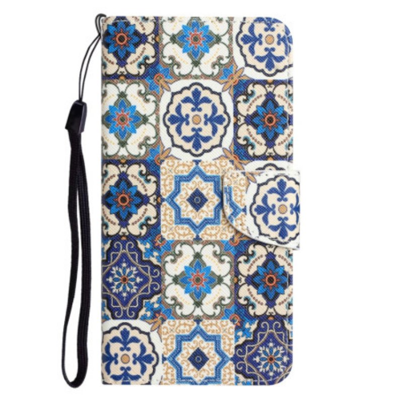 Folio-fodral Samsung Galaxy A34 5G Med Kedjar Strappy Patchwork