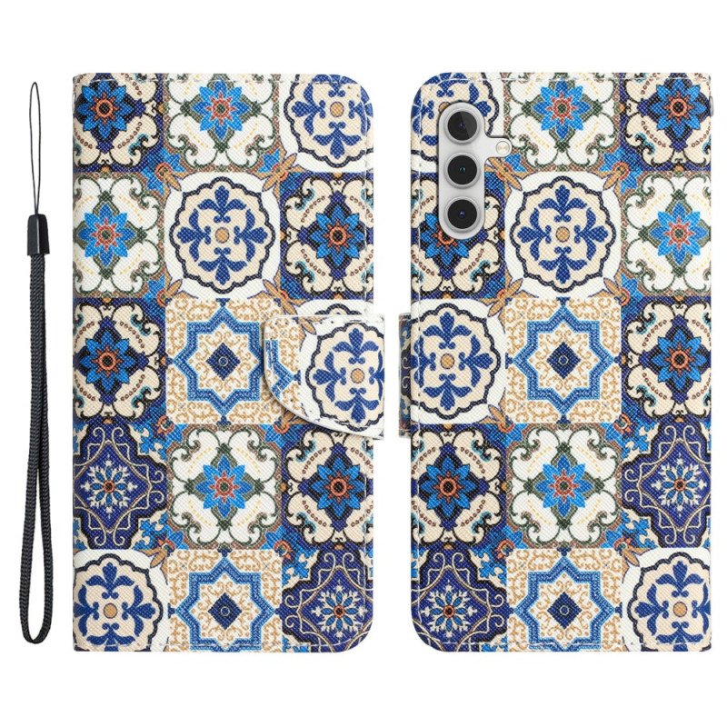 Folio-fodral Samsung Galaxy A34 5G Med Kedjar Strappy Patchwork