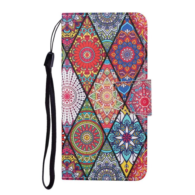 Folio-fodral Samsung Galaxy A34 5G Med Kedjar Strappy Patchwork