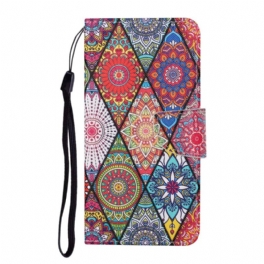 Folio-fodral Samsung Galaxy A34 5G Med Kedjar Strappy Patchwork