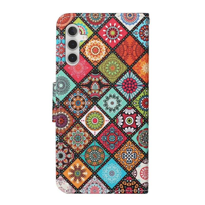 Folio-fodral Samsung Galaxy A34 5G Med Kedjar Strappy Patchwork