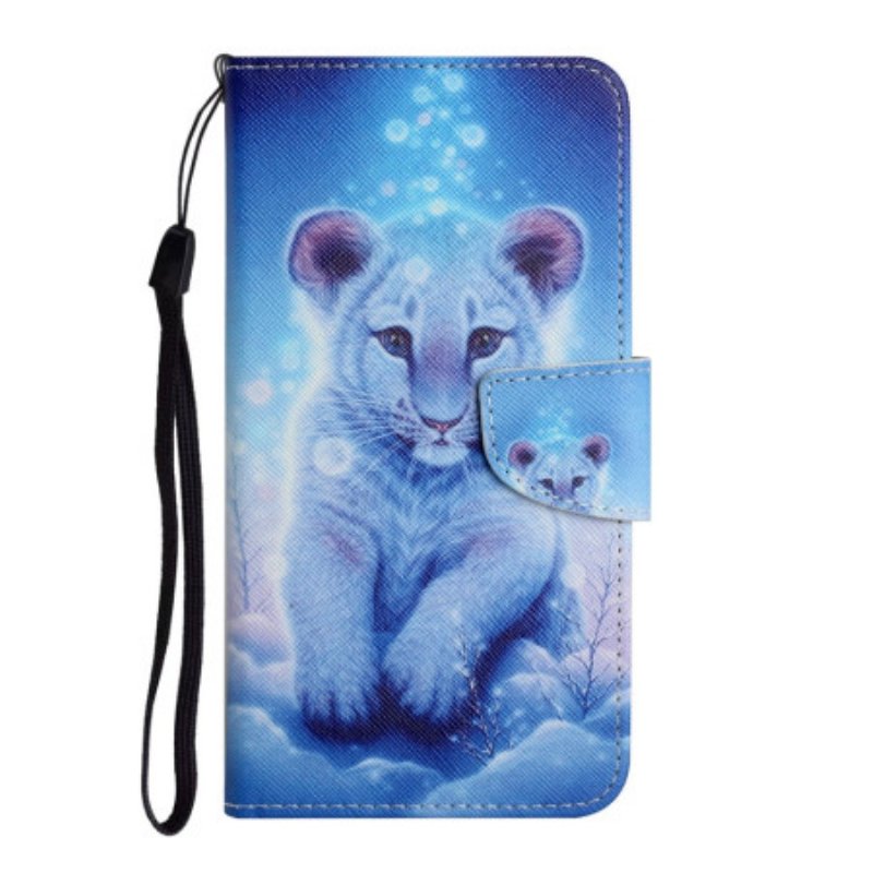 Folio-fodral Samsung Galaxy A34 5G Med Kedjar Strappy White Tiger