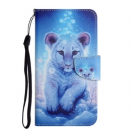 Folio-fodral Samsung Galaxy A34 5G Med Kedjar Strappy White Tiger