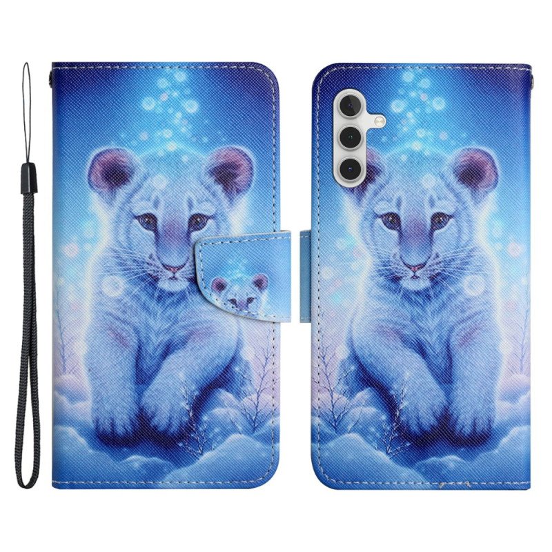 Folio-fodral Samsung Galaxy A34 5G Med Kedjar Strappy White Tiger