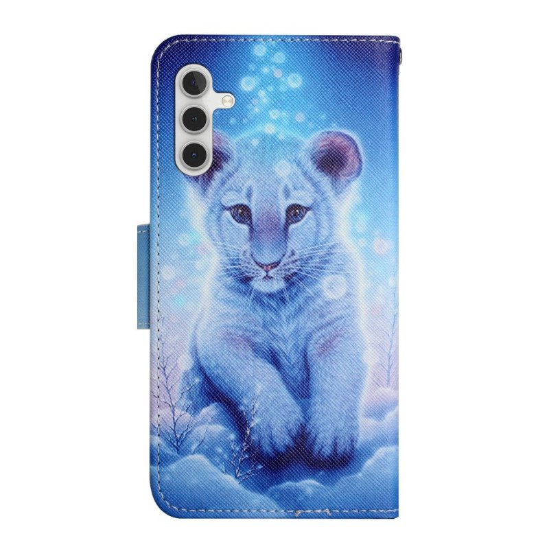 Folio-fodral Samsung Galaxy A34 5G Med Kedjar Strappy White Tiger