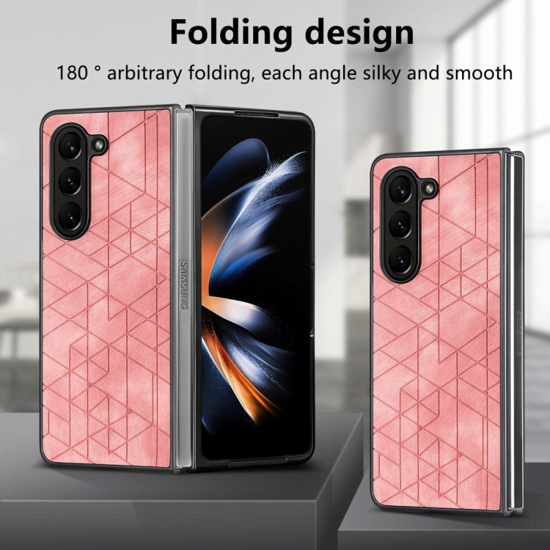 Skal För Samsung Galaxy Z Fold 5 Geometriska Mönster I Konstläder