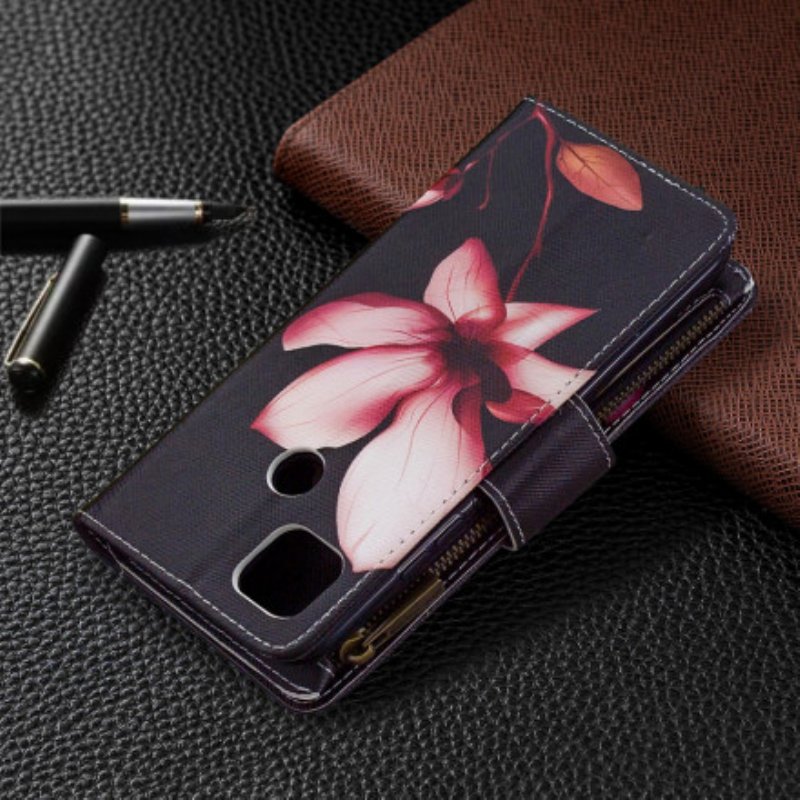 Fodral Xiaomi Redmi 9C Blomma Blixtlåsficka