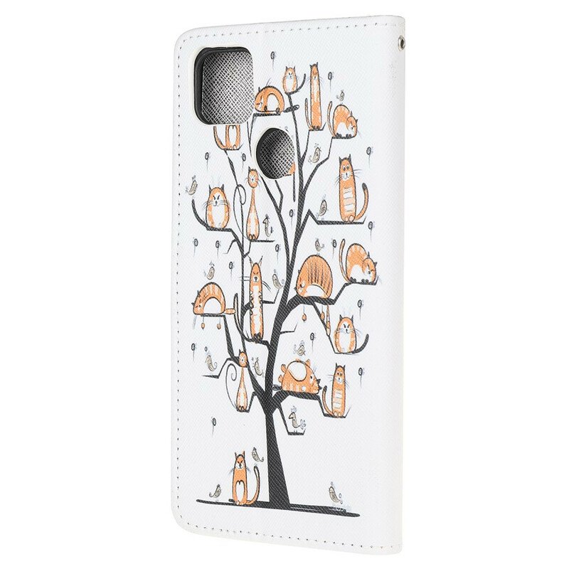 Fodral Xiaomi Redmi 9C Med Kedjar Funky Cats Med Rem