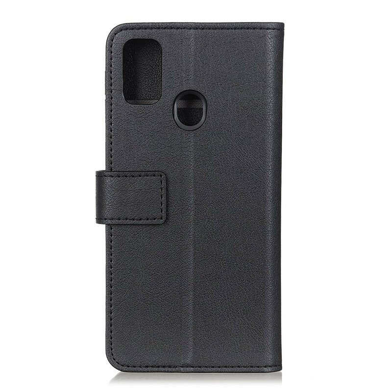 Folio-fodral Xiaomi Redmi 9C Enkel Glänsande Lädereffekt