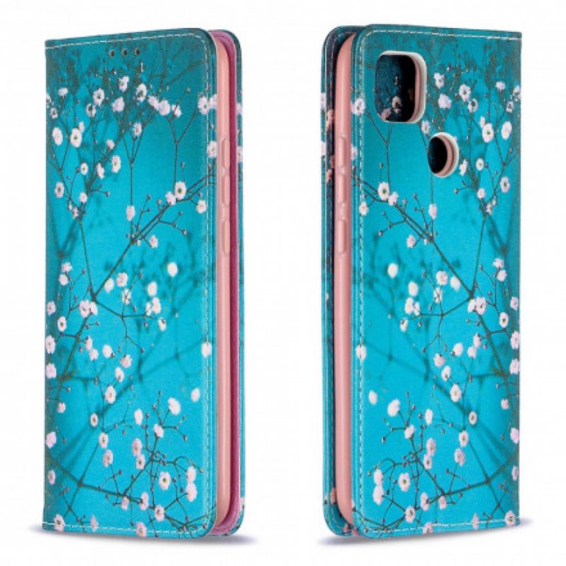 Folio-fodral Xiaomi Redmi 9C Läderfodral Blommande Grenar