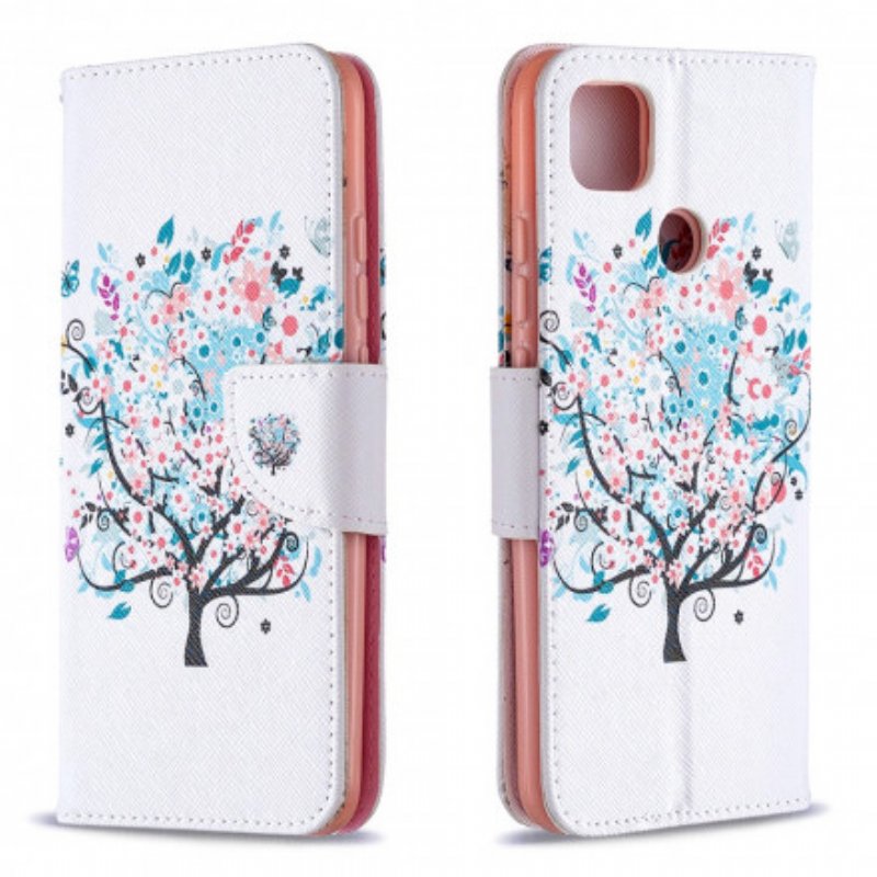 Läderfodral Xiaomi Redmi 9C Blommande Träd