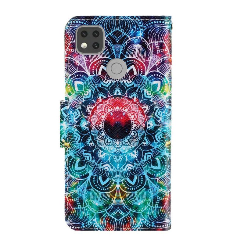 Läderfodral Xiaomi Redmi 9C Med Kedjar Flashig Strappy Mandala