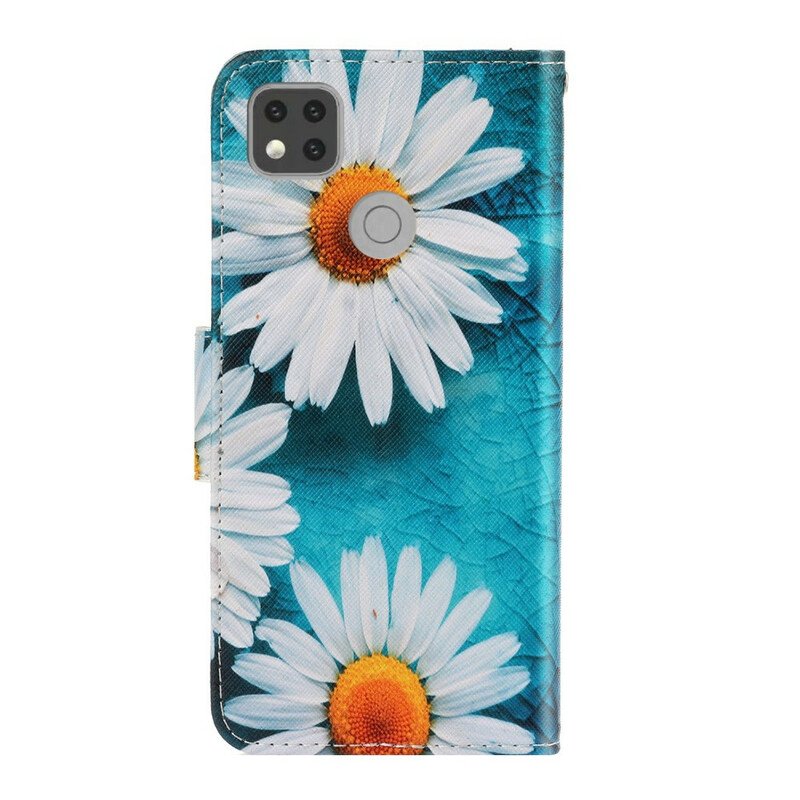 Läderfodral Xiaomi Redmi 9C Med Kedjar Thong Daisies