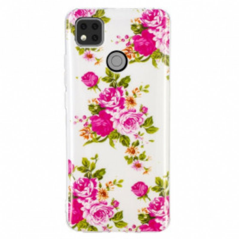 Mobilskal Xiaomi Redmi 9C Fluorescerande Liberty Flowers