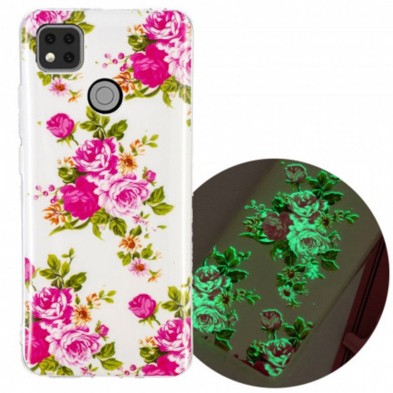 Mobilskal Xiaomi Redmi 9C Fluorescerande Liberty Flowers