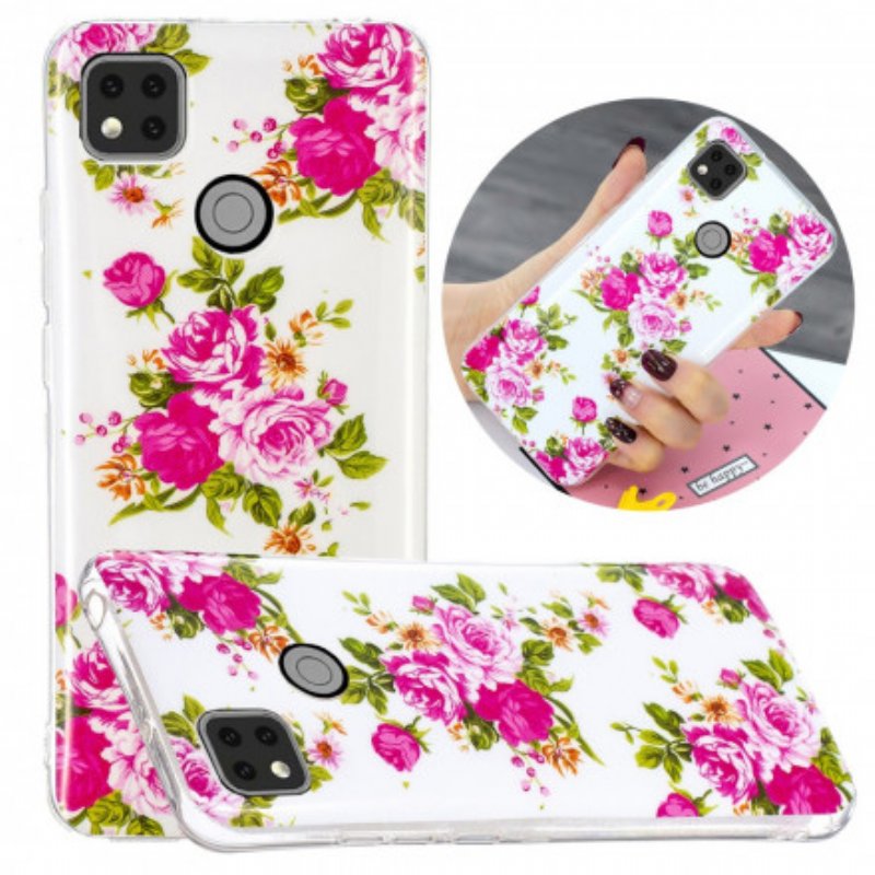 Mobilskal Xiaomi Redmi 9C Fluorescerande Liberty Flowers