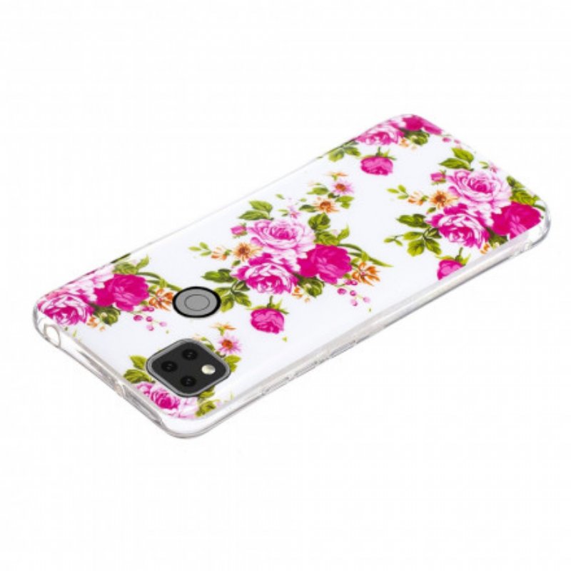 Mobilskal Xiaomi Redmi 9C Fluorescerande Liberty Flowers