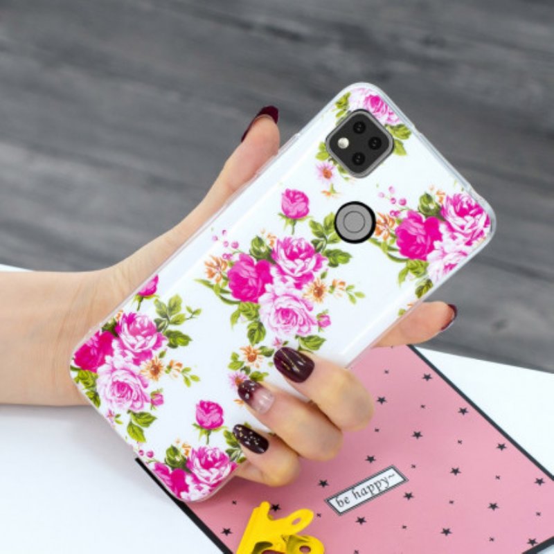 Mobilskal Xiaomi Redmi 9C Fluorescerande Liberty Flowers