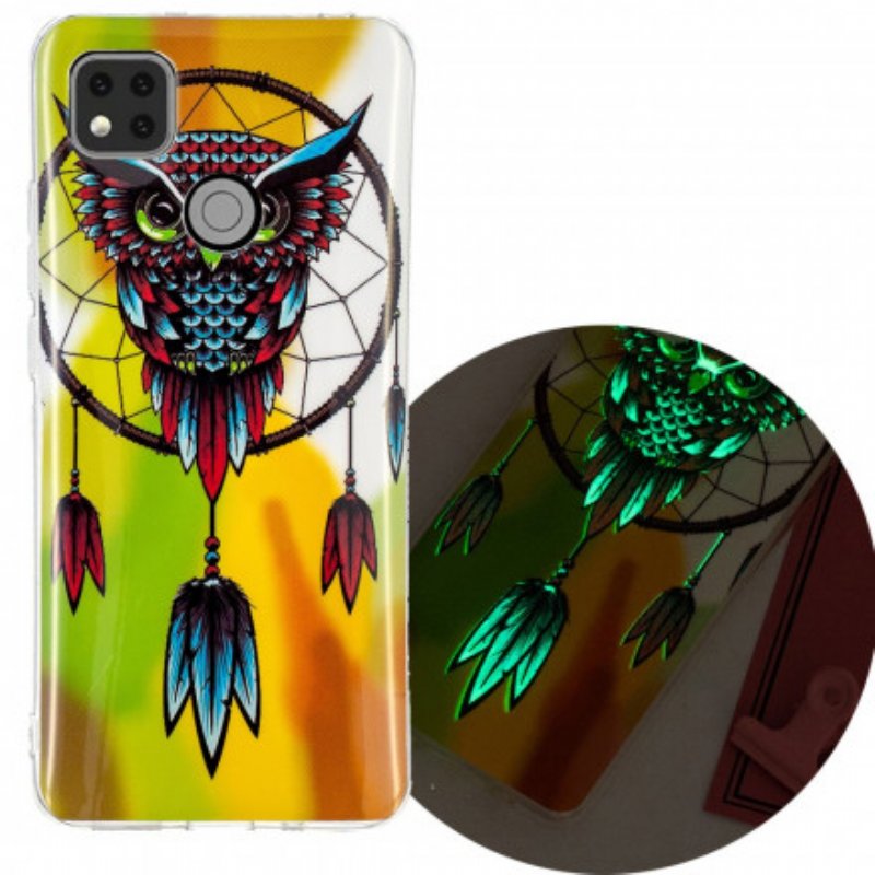 Mobilskal Xiaomi Redmi 9C Fluorescerande Owl Dream Catcher