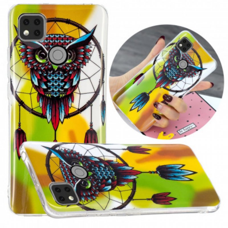 Mobilskal Xiaomi Redmi 9C Fluorescerande Owl Dream Catcher