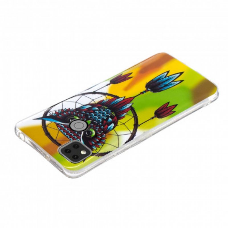 Mobilskal Xiaomi Redmi 9C Fluorescerande Owl Dream Catcher