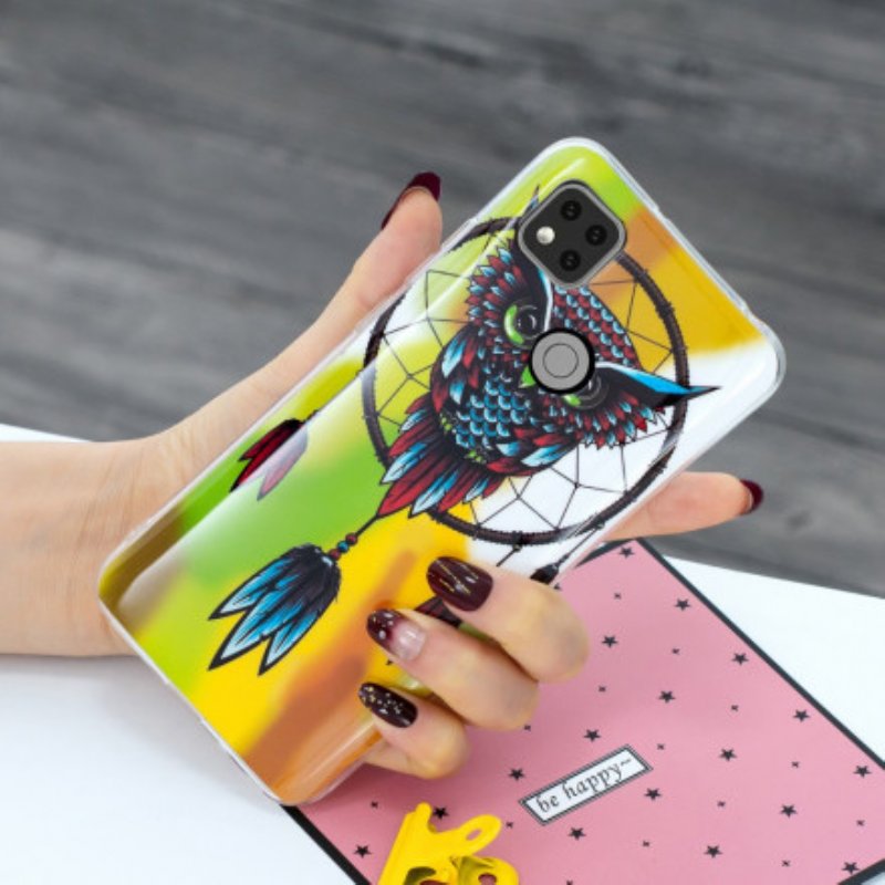 Mobilskal Xiaomi Redmi 9C Fluorescerande Owl Dream Catcher