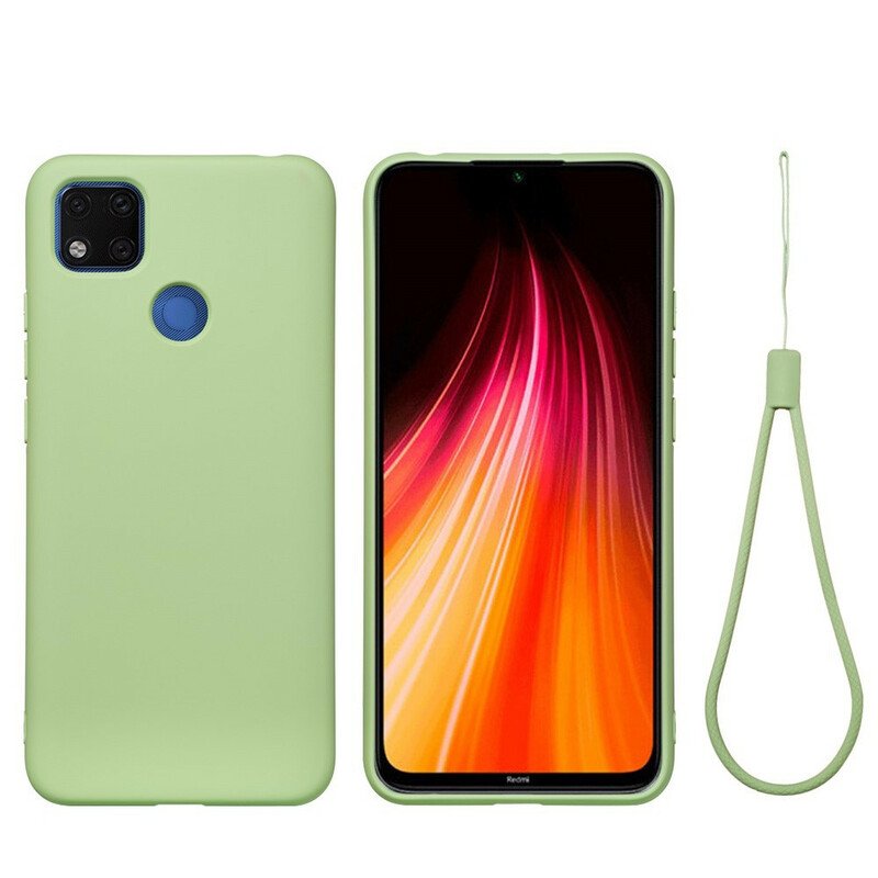 Mobilskal Xiaomi Redmi 9C Flytande Silikon Med Snodd