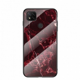 Mobilskal Xiaomi Redmi 9C Marmorfärger Härdat Glas