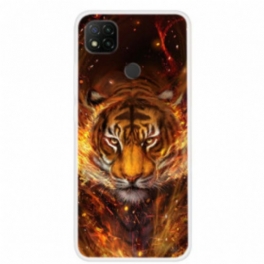 Skal Xiaomi Redmi 9C Eld Tiger