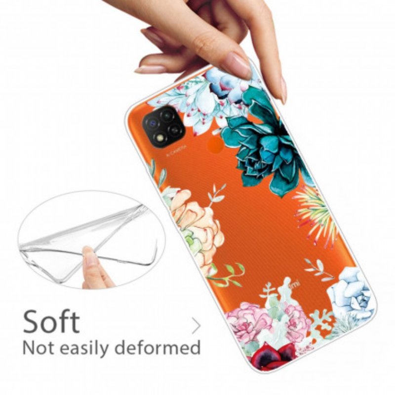 Skal Xiaomi Redmi 9C Sömlös Akvarell Blommor