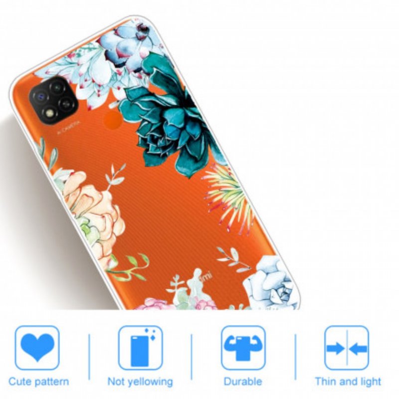 Skal Xiaomi Redmi 9C Sömlös Akvarell Blommor