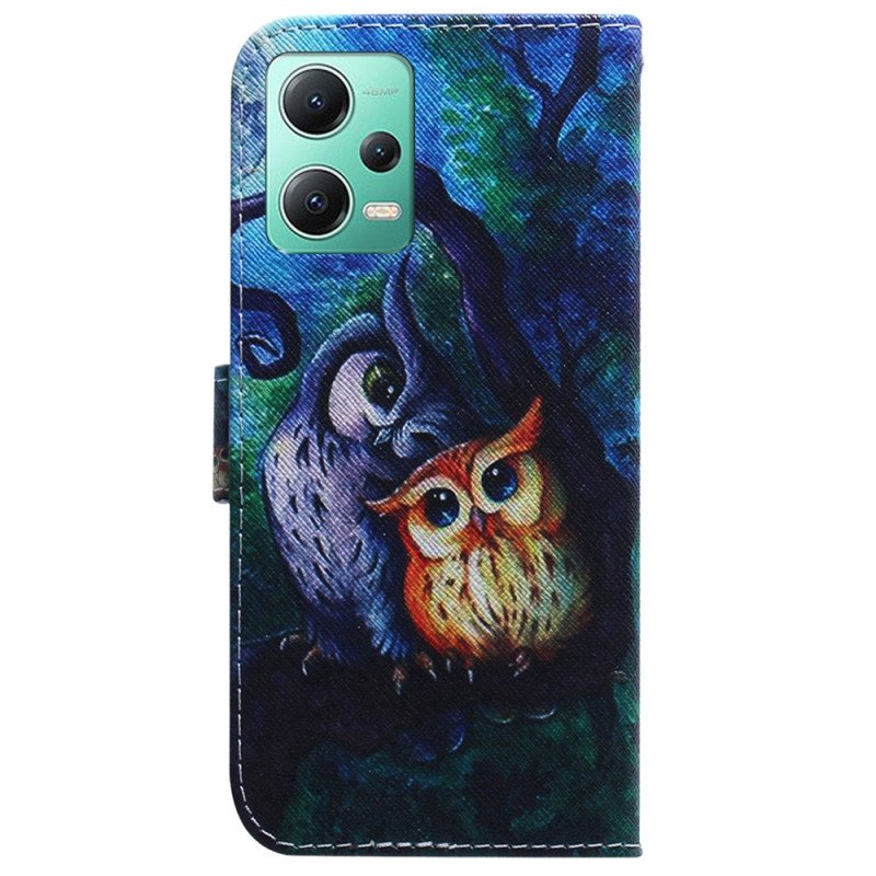 Fodral Xiaomi Redmi Note 12 5G Med Kedjar Strappy Owls Målning