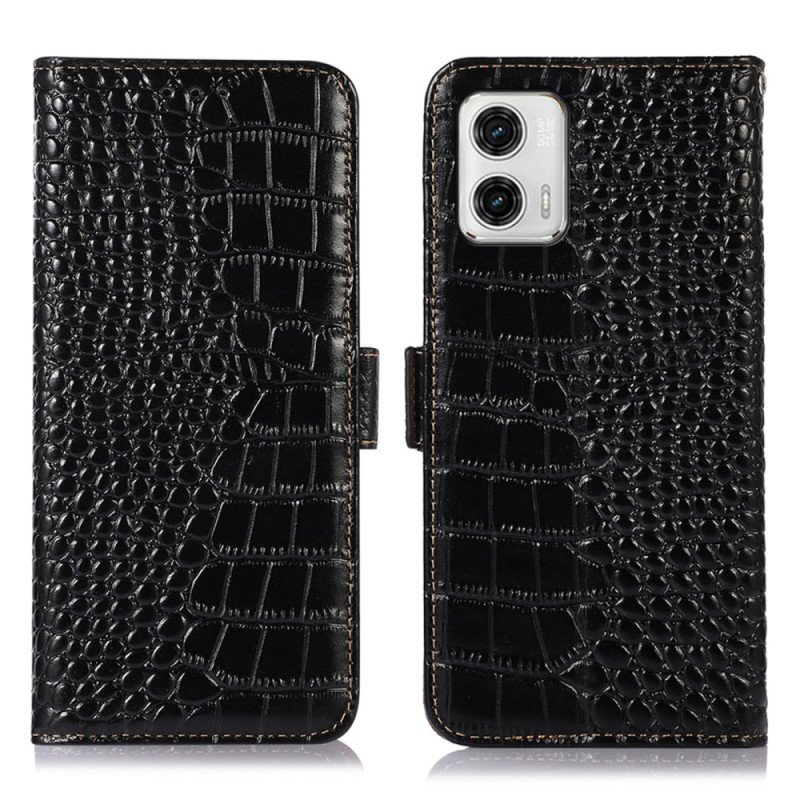 Folio-fodral Moto G73 5G Crocodile Style Rfid