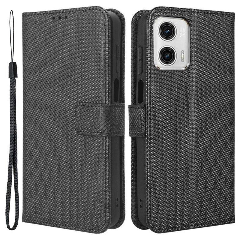 Folio-fodral Moto G73 5G Med Kedjar Snyggt Strappy Konstläder