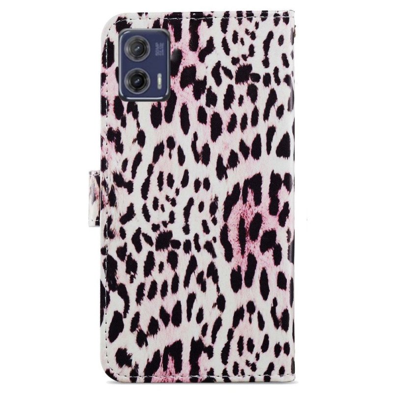 Folio-fodral Moto G73 5G Med Kedjar Strappy Leopard Style