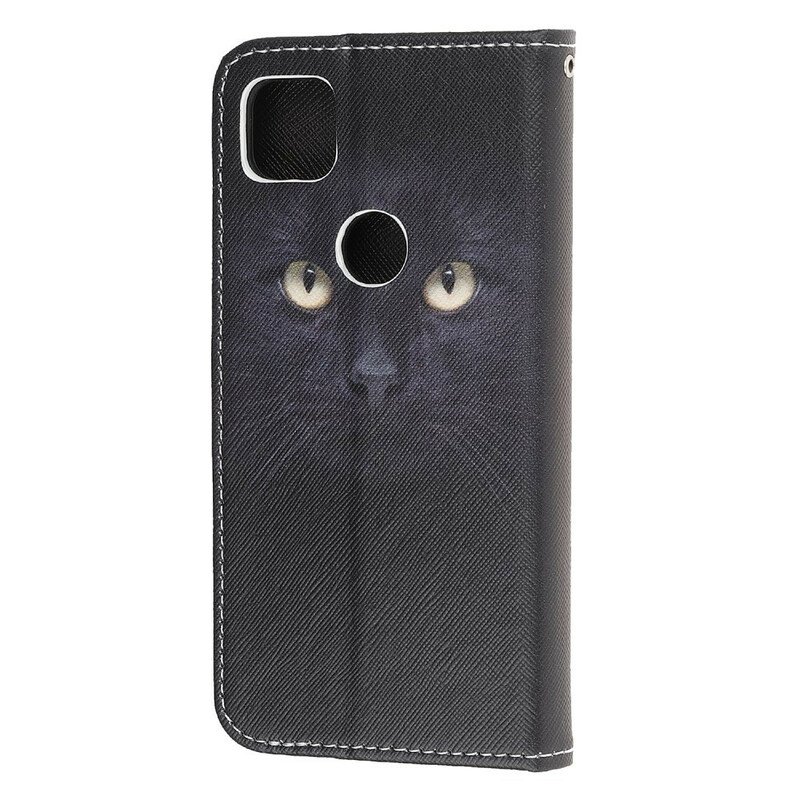 Folio-fodral Google Pixel 4A Med Kedjar Strappy Black Cat Eyes