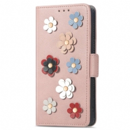 Folio-fodral Samsung Galaxy M13 3d-blommor