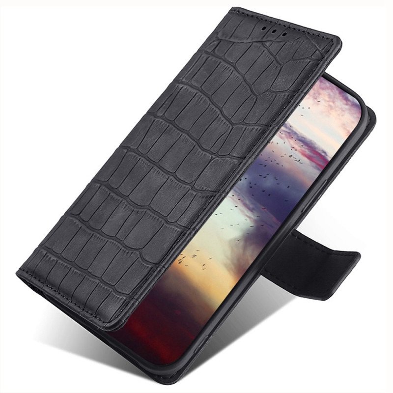 Folio-fodral Samsung Galaxy M13 Krokodilskinnstil