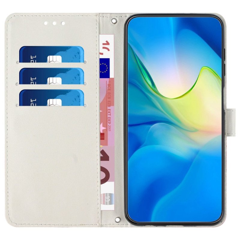 Folio-fodral Samsung Galaxy M13 Marmor Med Band